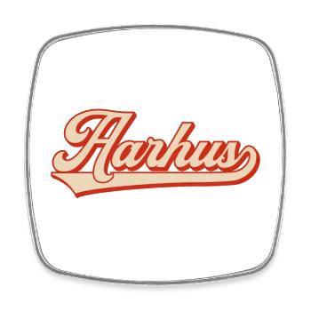 Aarhus Retro Look – Denmark Lettering - Square fridge magnet - white - Front