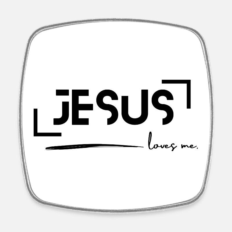 Jesus loves me - Square fridge magnet - white
