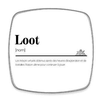 Définition humoristique du Loot' Gamer cadeau - Magnet carré - blanc - Devant