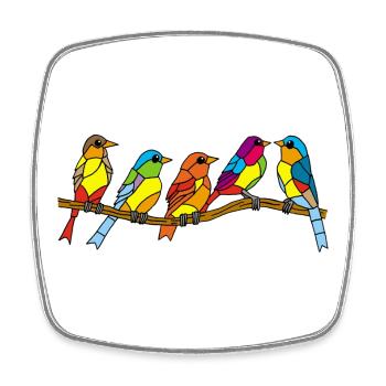 Vögel und Farben - Viereckiger Kühlschrankmagnet - Weiß - Vorne