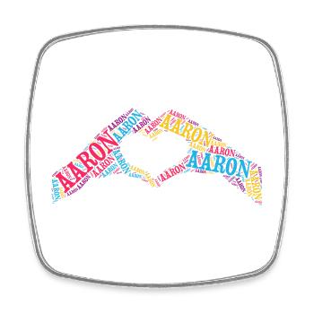Aaron T-Shirt T-Shirt Wortwolke Herz Hand - Viereckiger Kühlschrankmagnet - Weiß - Vorne