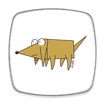 Lustiger kleiner niedlicher Cartoon-Hund für Hundeliebhaber - Viereckiger Kühlschrankmagnet - Weiß - Vorne