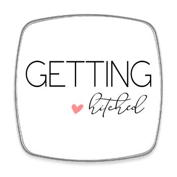 Getting Hitched! Personalisierbar - Viereckiger Kühlschrankmagnet - Weiß - Vorne