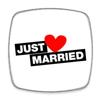 Just Married - for young and old married couples - Square fridge magnet - white - Front