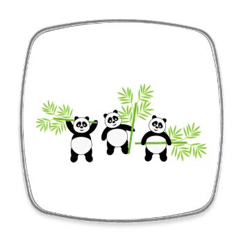 Kawaii Panda mit Bambus – Spaßiges und zartes Muster - Viereckiger Kühlschrankmagnet - Weiß - Vorne