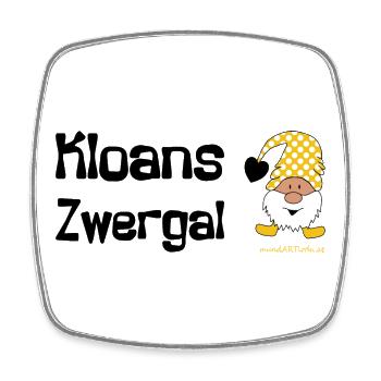 kloans Zwergal - kleiner Zwerg, Österreich Dialekt - Viereckiger Kühlschrankmagnet - Weiß - Vorne