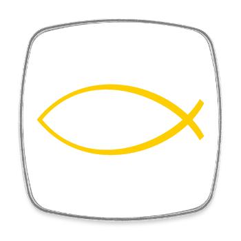 Ichtus Fisch gelb - Viereckiger Kühlschrankmagnet - Weiß - Vorne