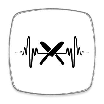 Chef's Knife Heart Line - Square fridge magnet - white - Front
