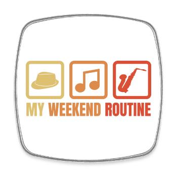 Routine du week-end du saxophoniste - Magnet carré - blanc - Devant