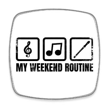 Flute Player Weekend - Square fridge magnet - white - Front