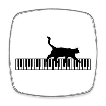 T-Shirt Katze Keyboard Klavier Humor Musik - Viereckiger Kühlschrankmagnet - Weiß - Vorne