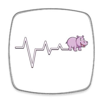 Pink Hippo Puls EKG-Grafik - Viereckiger Kühlschrankmagnet - Weiß - Vorne