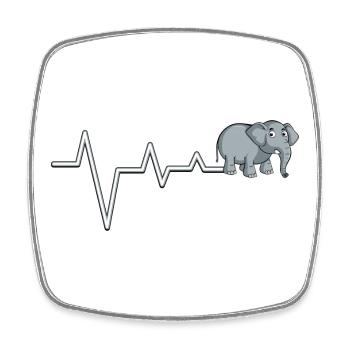 Elefant Pulse T-Shirt - Viereckiger Kühlschrankmagnet - Weiß - Vorne