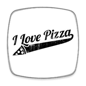 Citation d’un passionné de pizza - Magnet carré - blanc - Devant