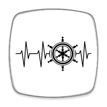 Herzschlag Steuerrad Schiff Kapitän Steuer Symbol - Viereckiger Kühlschrankmagnet - Weiß - Vorne