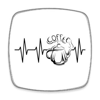 Coffee pot retro vintage heartbeat coffee café - Square fridge magnet - white - Front
