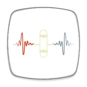 Vintage Skateboard ECG - Magnet carré - blanc - Devant