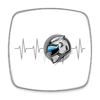 Symbole de battement de cœur de course de moto Motorsport Pulse - Magnet carré - blanc - Devant