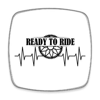 ready to ride bike icon heartbeat icon logo - Square fridge magnet - white - Front