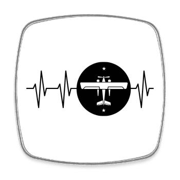 Heartbeat Aviation Emblème Logo Vol Icône Vol - Magnet carré - blanc - Devant