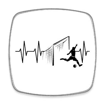 Soccer Goal Shot Heartbeat Player Team - Square fridge magnet - white - Front