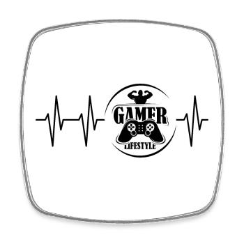 gamer Lifestyle Logo Herzschlag Puls Symbol icon - Viereckiger Kühlschrankmagnet - Weiß - Vorne