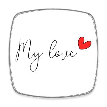 HERZ. HERZ. VALENTINSTAG. LIEBE. LIEBE. PAAR. - Viereckiger Kühlschrankmagnet - Weiß - Vorne