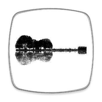 akustische Gitarre - Waldsee - Natur - Spiegelung - Viereckiger Kühlschrankmagnet - Weiß - Vorne