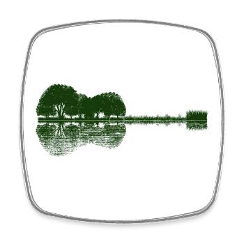 akustische Gitarre - Waldsee - Natur - Spiegelung - Viereckiger Kühlschrankmagnet - Weiß - Vorne