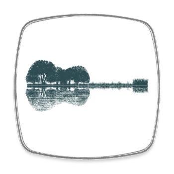 akustische Gitarre - Waldsee - Natur - Spiegelung - Viereckiger Kühlschrankmagnet - Weiß - Vorne