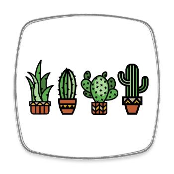Cactus houseplant comic color botany love - Square fridge magnet - white - Front
