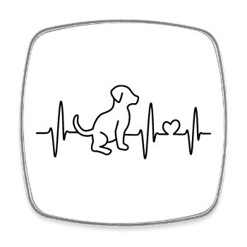Lignes de chien battement de cœur pulsation symbole chien amour - Magnet carré - blanc - Devant