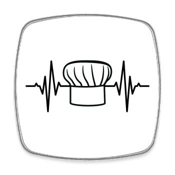 Baker Hat Heartbeat - Square fridge magnet - white - Front