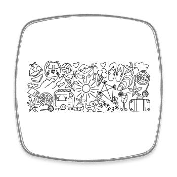 Holidays Holidays Beach Motorhome and Sea - Square fridge magnet - white - Front