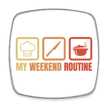 Weekend Cooking - Square fridge magnet - white - Front