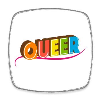 Queer Typo for Pride Month Equal Rights LGBTQ - Square fridge magnet - white - Front