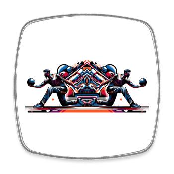 Dynamic, colorful bowlers in action - Square fridge magnet - white - Front