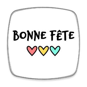 HAPPY BIRTHDAY. HEART. HAPPY MOTHER'S DAY. MOM. FEAST - Square fridge magnet - white - Front