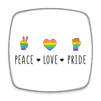 LGBT Pride Month - Peace. Love. Pride - Square fridge magnet - white - Front