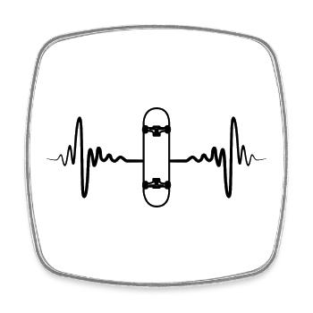 Skateboard Pulse Rate - Square fridge magnet - white - Front
