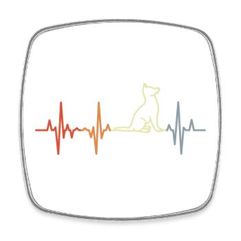 Vintage Hunde EKG Herzlinie - Viereckiger Kühlschrankmagnet - Weiß - Vorne