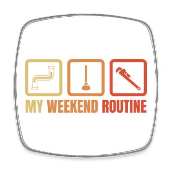 Routine du week-end plombier - Magnet carré - blanc - Devant