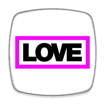 Typo LOVE Contour 2C - Magnet carré - blanc - Devant