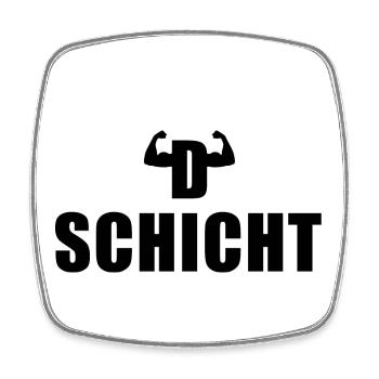 D Schicht Schichtarbeiter - Viereckiger Kühlschrankmagnet - Weiß - Vorne