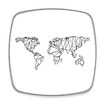 World map - Square fridge magnet - white - Front