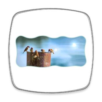 Photo design sparrows meeting curved outlined - Square fridge magnet - white - Front