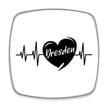 Dresden Herzschlag Liebe Herz Stadt Illustration - Viereckiger Kühlschrankmagnet - Weiß - Vorne