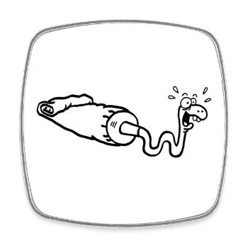 Serpent noir et tube de gouache - Magnet carré - blanc - Devant