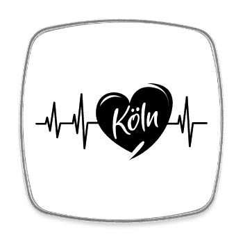 Köln Herzschlag Liebe Symbol Herz Puls Logo Stadt - Viereckiger Kühlschrankmagnet - Weiß - Vorne
