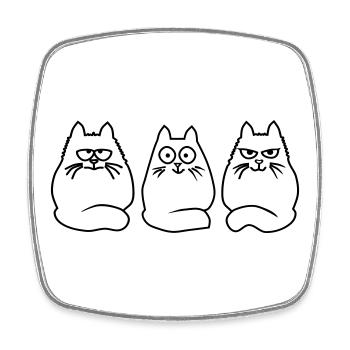 3 cats - Square fridge magnet - white - Front